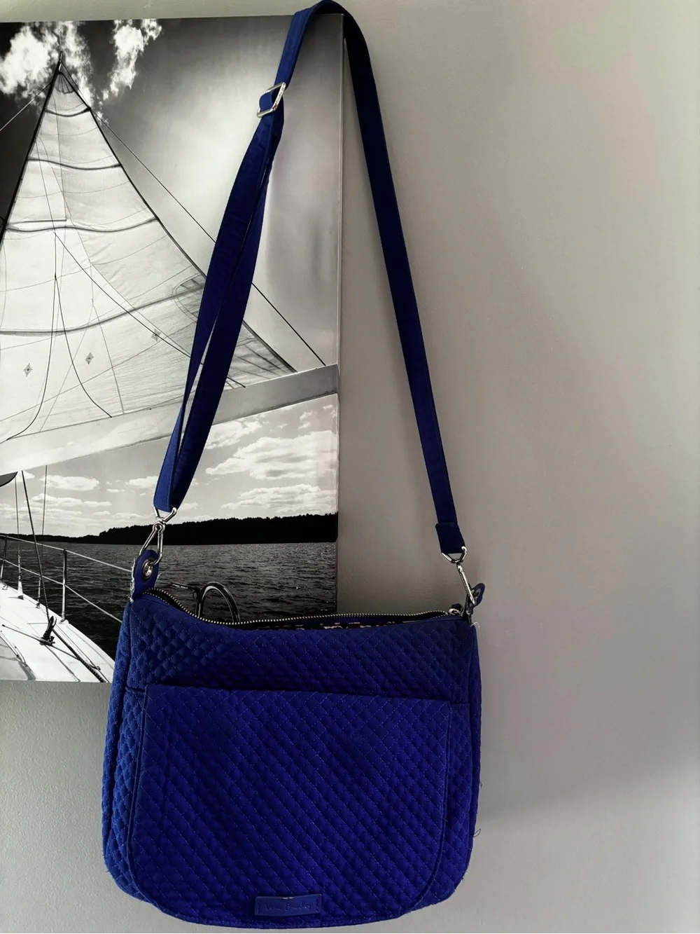 Vera Bradley Carson Mini Hobo Crossbody Bag in Gage Blue Quilted Microfiber